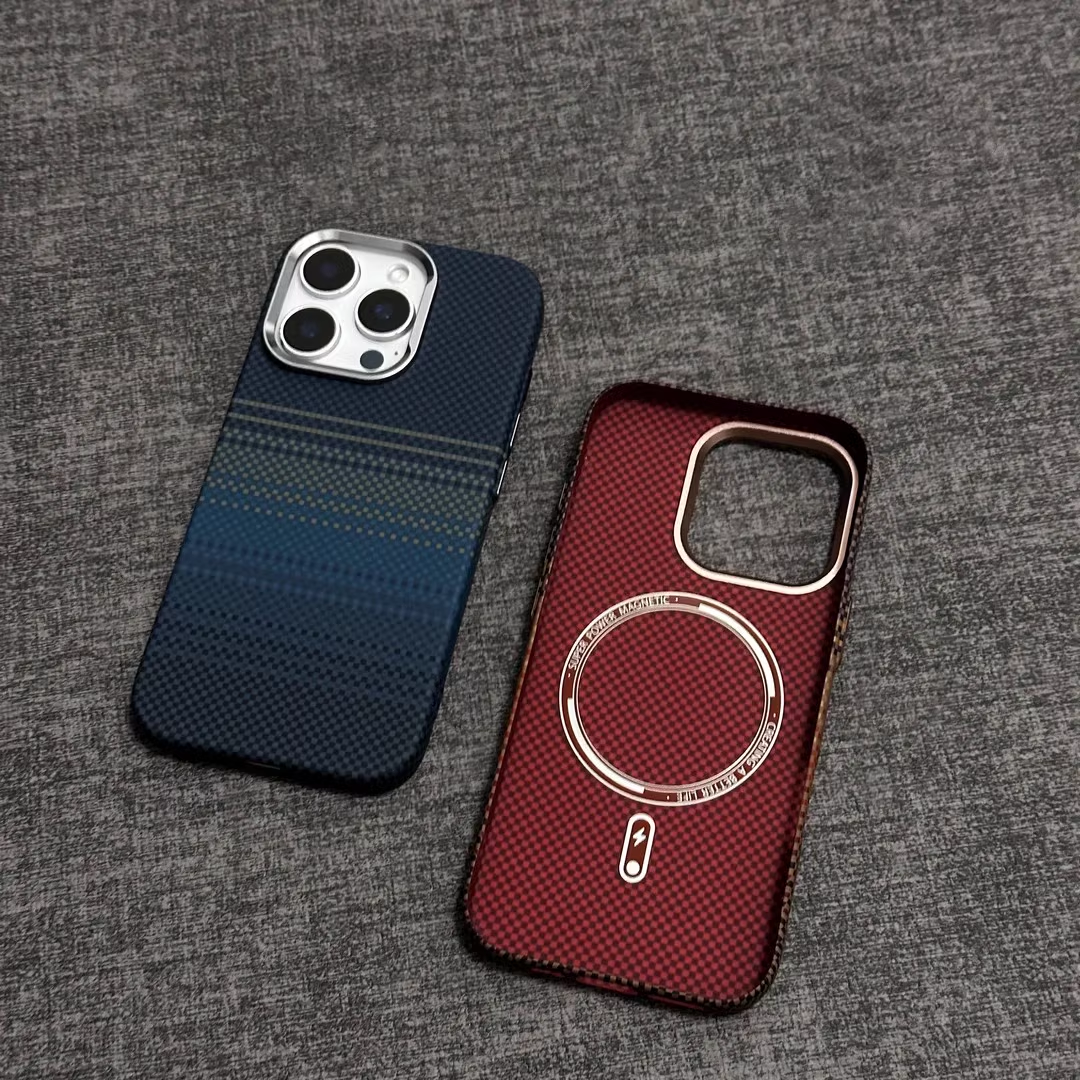 iPhone 15 Pro Carbon Case, Luxo Life Carbon Texture with Metal Camera Protection Magsafe Case (Copy)